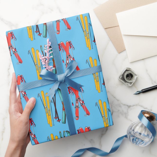 Funny Ski Colorful Ski Skier Geschenkpapier (Schenken)