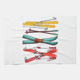 Funny Ski Colorful Ski Skier Geschirrtuch