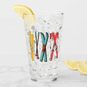 Funny Ski Colorful Ski Skier Glas