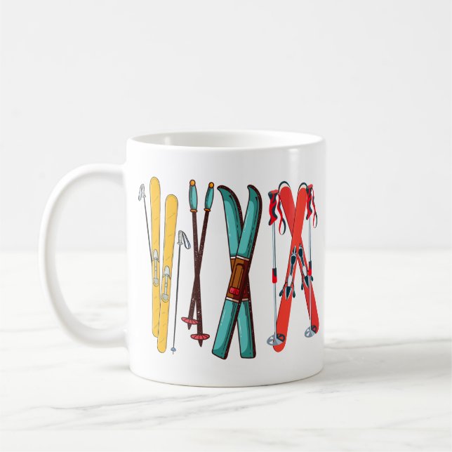 Funny Ski Colorful Ski Skier Kaffeetasse (Links)