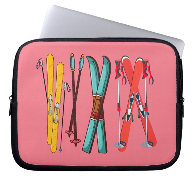 Funny Ski Colorful Ski Skier Laptopschutzhülle (Vorderseite)