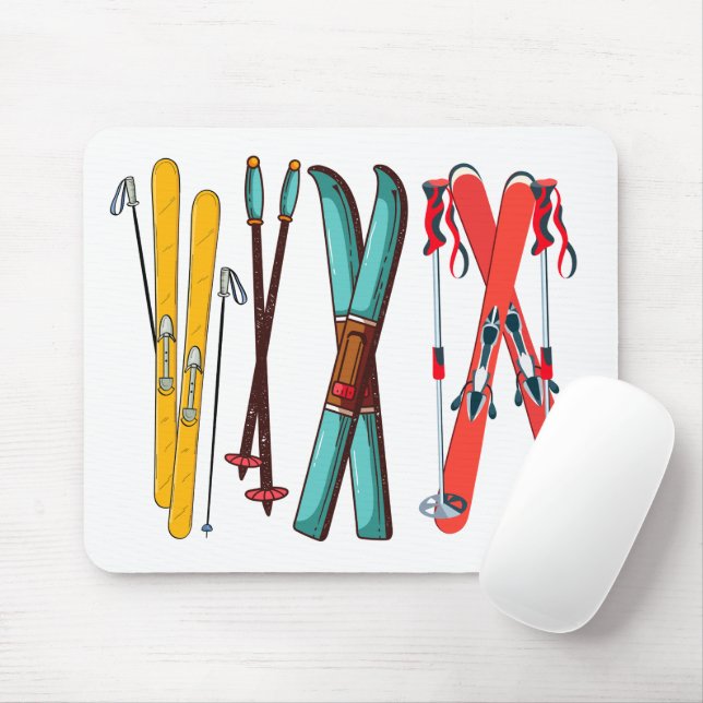 Funny Ski Colorful Ski Skier Mousepad (Mit Mouse)