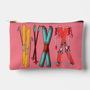 Funny Ski Colorful Ski Skier Zubehörtasche