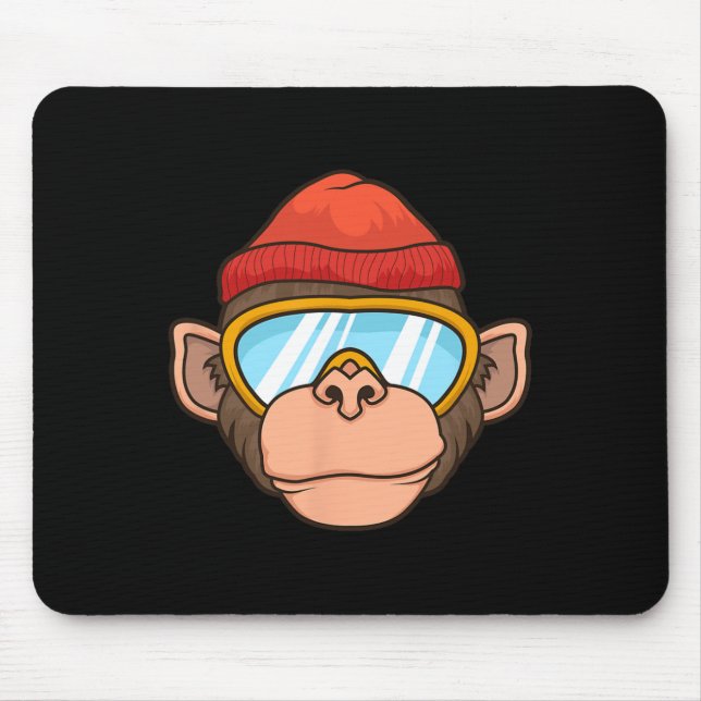 Funny Ski Monkey Goggles Gorilla Skiing Mountain G Mousepad (Vorne)