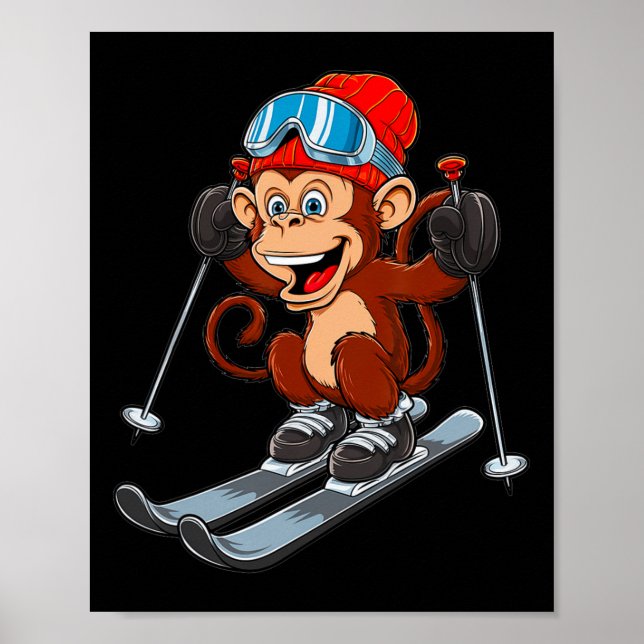 Funny Ski Monkey Wintersport Poster (Vorne)