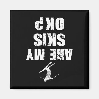 Funny Ski Tee Distressed Skiing Winter Sports Ski Magnet