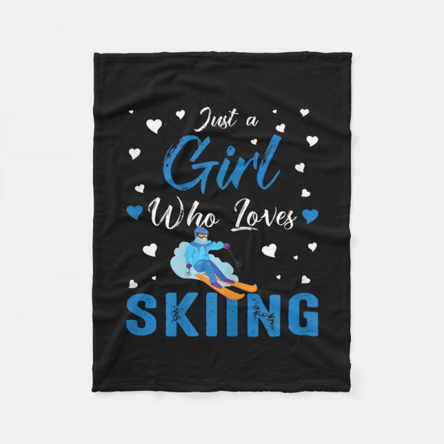 Funny Ski Winter Sportgeschenk Ein Mädchen für Lie Fleecedecke (Vorderseite)