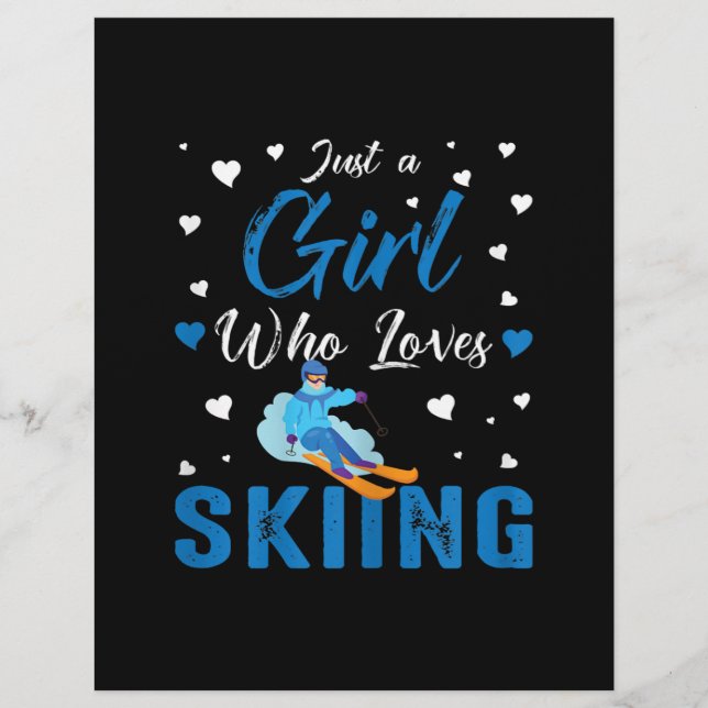 Funny Ski Winter Sportgeschenk Nur ein Mädchen, da Briefbogen (Vorderseite)