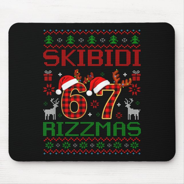 Funny Skibidi Rizzmas Meme Ugly Christmas Vibes Xm Mousepad (Vorne)