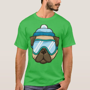 Funny Skier Snowboard Skifahren Hund Mops Lover Ge T-Shirt