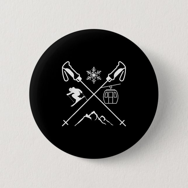 Funny Skiing Button (Vorderseite)