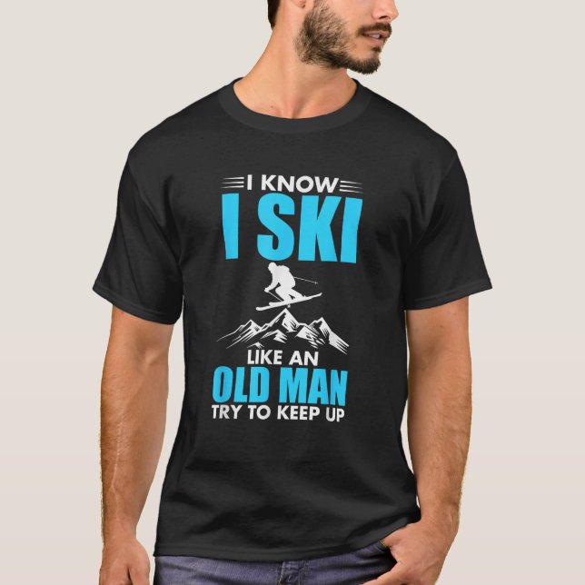 Funny Skiing Design For Grandpa Men Mountain Ski L T-Shirt (Vorderseite)