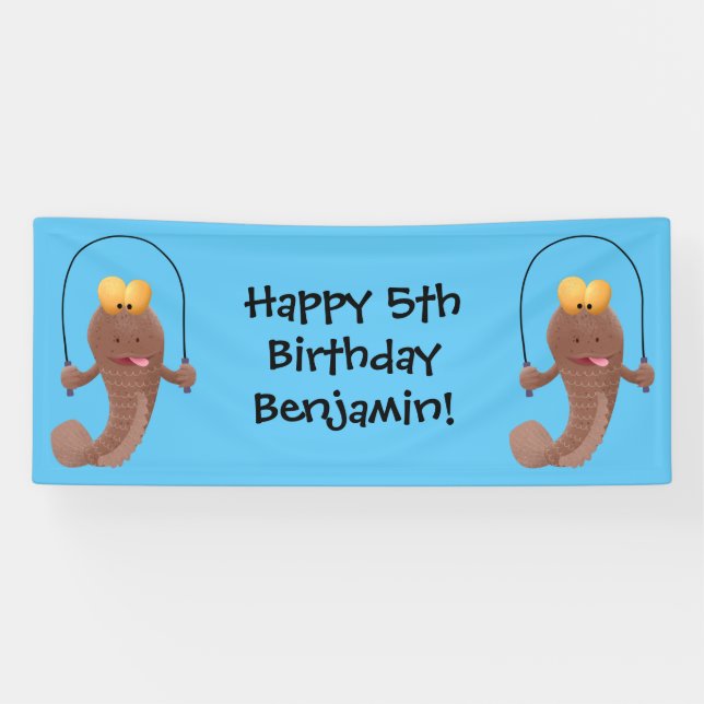 Funny skipper mudskipper fish Cartoon Banner (Horizontal)