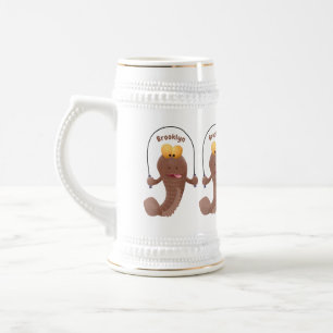 Funny skipper mudskipper fish Cartoon Bierglas
