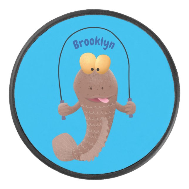 Funny skipper mudskipper fish Cartoon Eishockey Puck (Vorderseite)