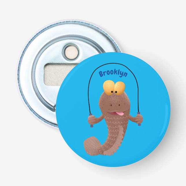 Funny skipper mudskipper fish Cartoon Flaschenöffner (Vorderseite)