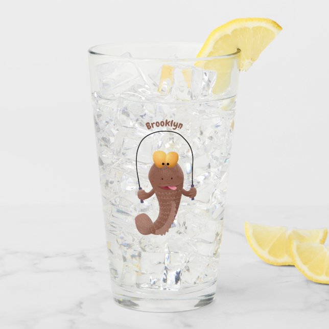 Funny skipper mudskipper fish Cartoon Glas (Rückseite Ice)