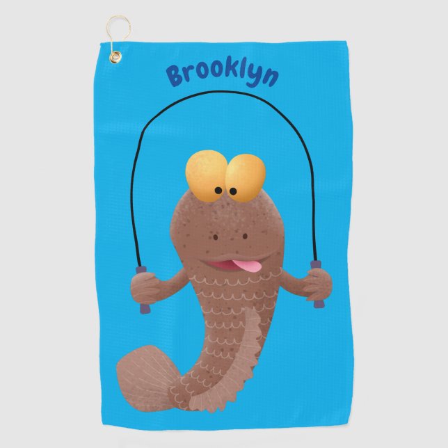 Funny skipper mudskipper fish Cartoon Golfhandtuch (Vorderseite)