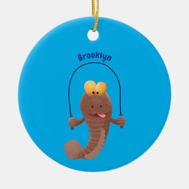 Funny skipper mudskipper fish Cartoon Keramik Ornament (Vorne)