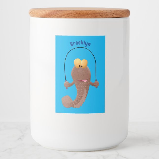 Funny skipper mudskipper fish Cartoon Lebensmitteletikett (Vorderseite)