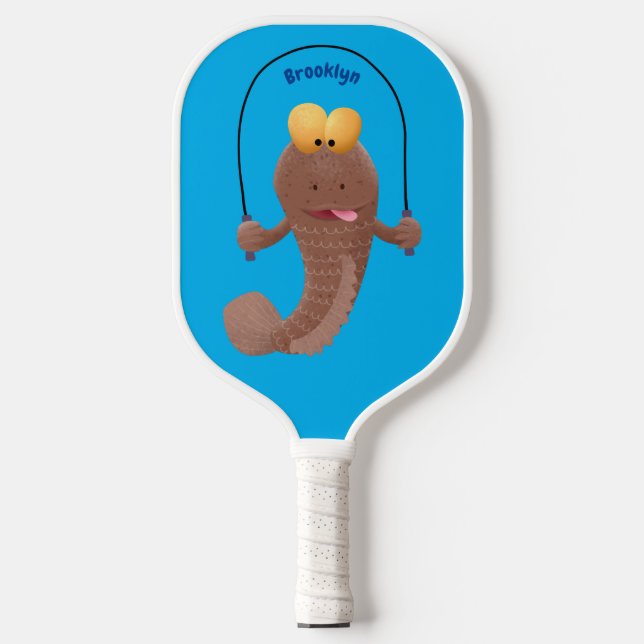 Funny skipper mudskipper fish Cartoon Pickleball Schläger (Vorderseite)