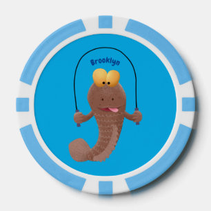 Funny skipper mudskipper fish Cartoon Pokerchips