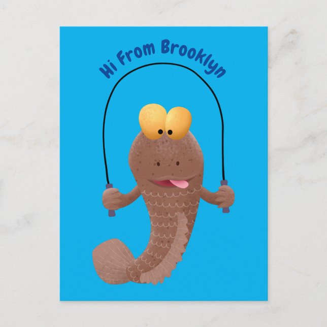 Funny skipper mudskipper fish Cartoon Postkarte (Vorderseite)