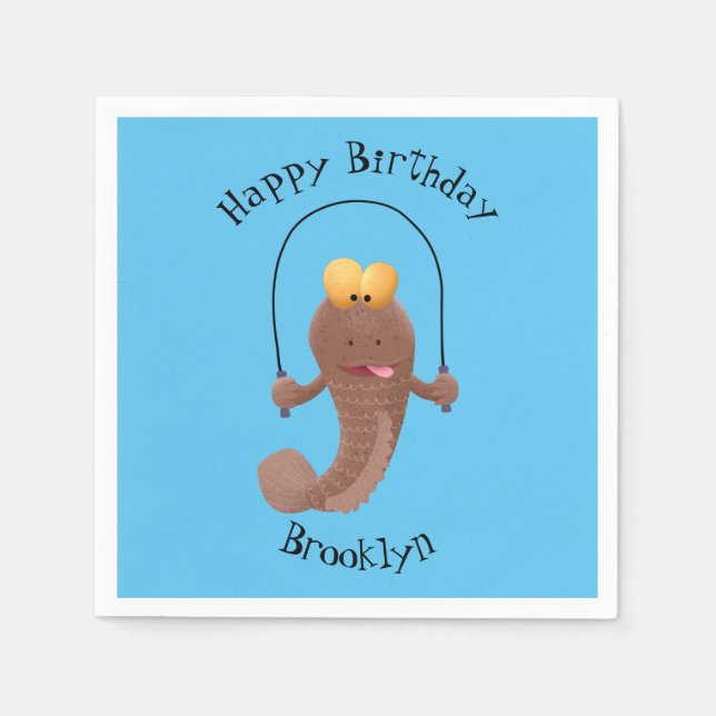 Funny skipper mudskipper fish Cartoon Serviette (Vorderseite)