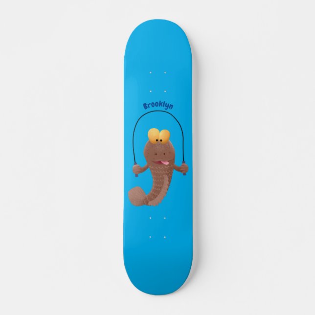 Funny skipper mudskipper fish Cartoon Skateboard (Vorne)