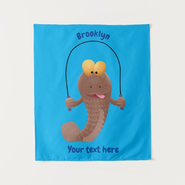 Funny skipper mudskipper fish Cartoon Wandteppich (Vorderseite)