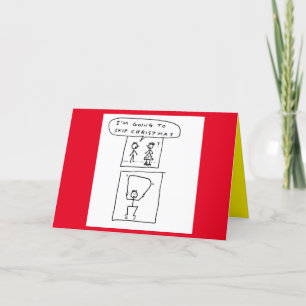 Funny Skipping Christmas Sports Cartoon Joke Feiertagskarte