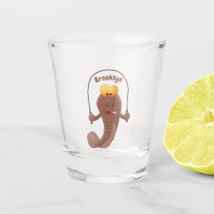 Funny skipping mudskipper fish cartoon schnapsglas