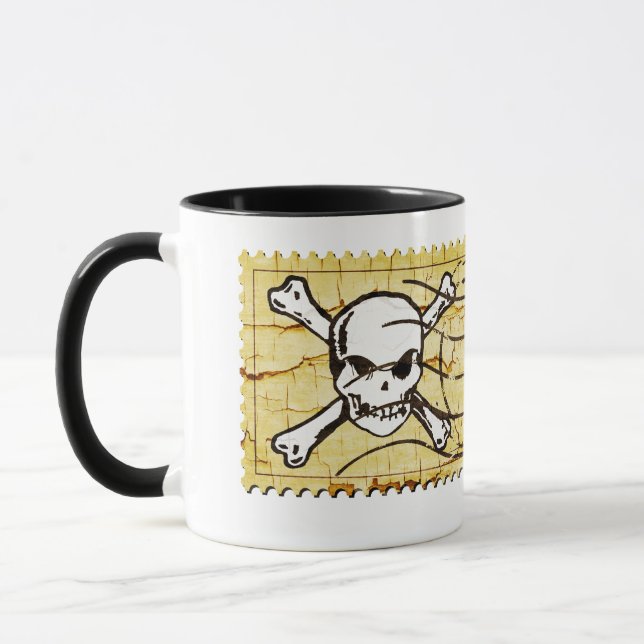 Funny Skull Briefmarke 3 Tasse (Links)