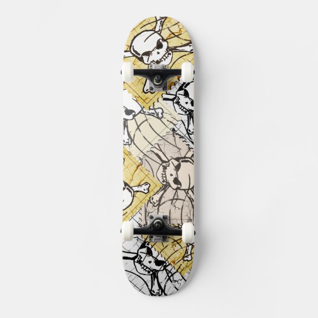 Funny Skull Briefmarke Skateboard (Vorderseite)