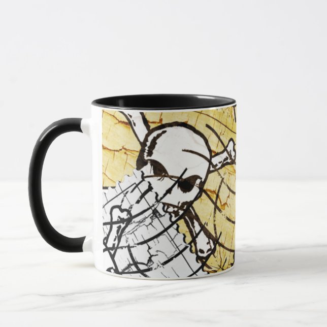 Funny Skull Briefmarke Tasse (Links)