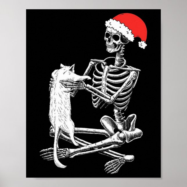 Funny Skull Cat Weihnachten Poster (Vorne)