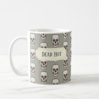Funny Skull Dead Hot Gothic Gray Pixel Art Pattern Kaffeetasse
