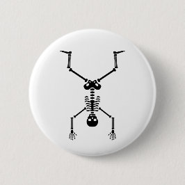 Funny skull doing handstand button