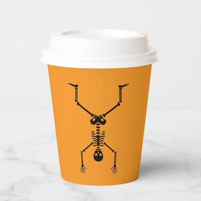 Funny skull doing handstand pappbecher (Vorderseite)