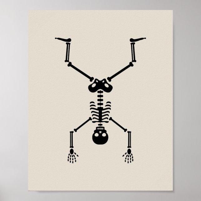 Funny skull doing handstand poster (Vorne)