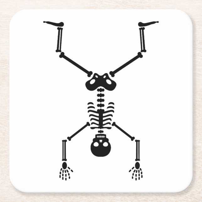 Funny skull doing handstand rechteckiger pappuntersetzer (Vorderseite)