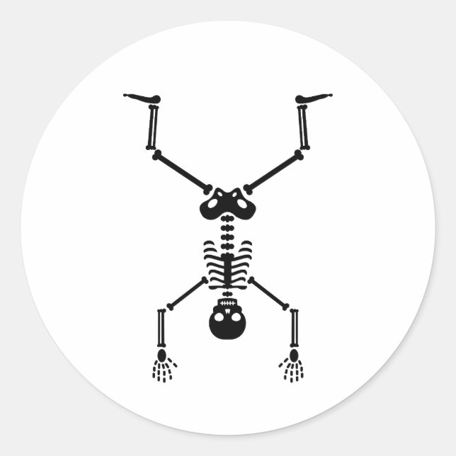 Funny skull doing handstand runder aufkleber (Vorderseite)