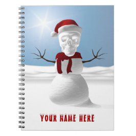 Funny skull-head snowman. Personalized Notizblock