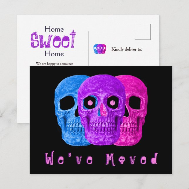 Funny Skull Heads Budget New Zuhause Googly Eyes Postkarte (Vorne/Hinten)
