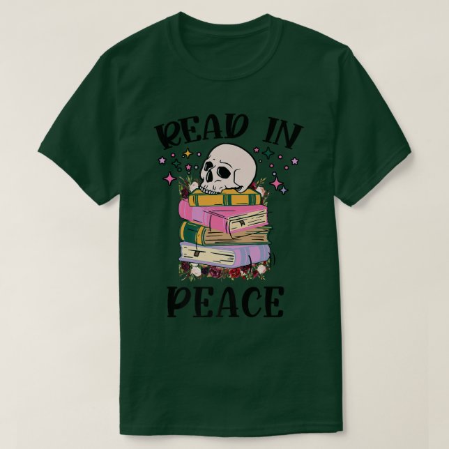 Funny Skull las Peace Mystical Reading Book Lo T-Shirt (Design vorne)