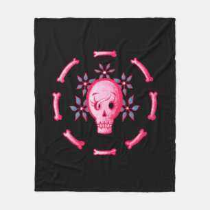 Funny Skull Pink Halloween Whimsigoth Fleecedecke