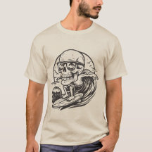 Funny Skull Surfing Drinking Coconut Summer Beach