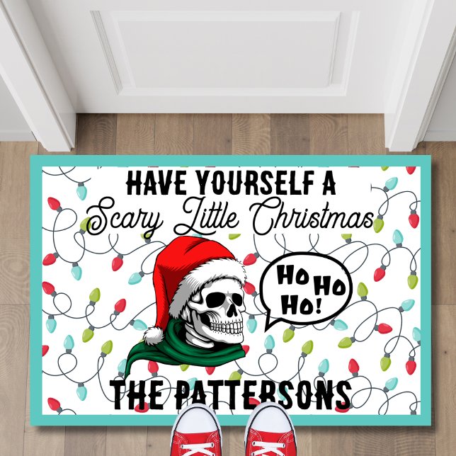 Funny Skull Tragen eine Weihnachtsmannmütze Gothic Fußmatte (Von Creator hochgeladen)