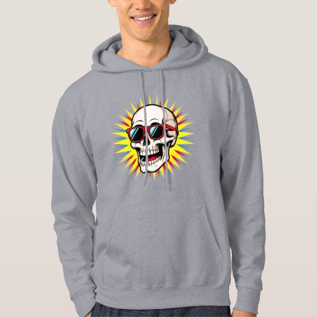 **Funny Skull With Sunglasses – Cartoon Laughing S Hoodie (Vorderseite)