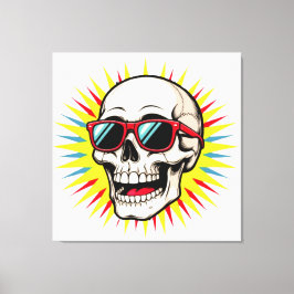**Funny Skull With Sunglasses – Cartoon Laughing S Leinwanddruck